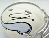 Jordan Addison Autographed Minnesota Vikings Cream Retro Speed Mini Helmet (Smudged) Beckett BAS QR #BW00332