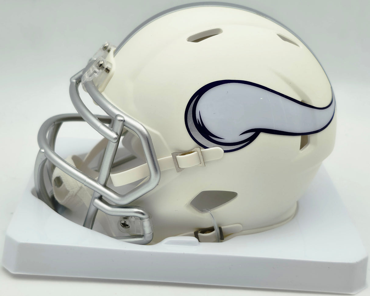 Jordan Addison Autographed Minnesota Vikings Cream Retro Speed Mini Helmet (Smudged) Beckett BAS QR #BW00332