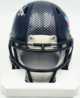 Sam Darnold Autographed Seattle Seahawks Blue Super Bowl LX Champions Logo Speed Mini Helmet (Smudged) Beckett BAS Witness #4W539914