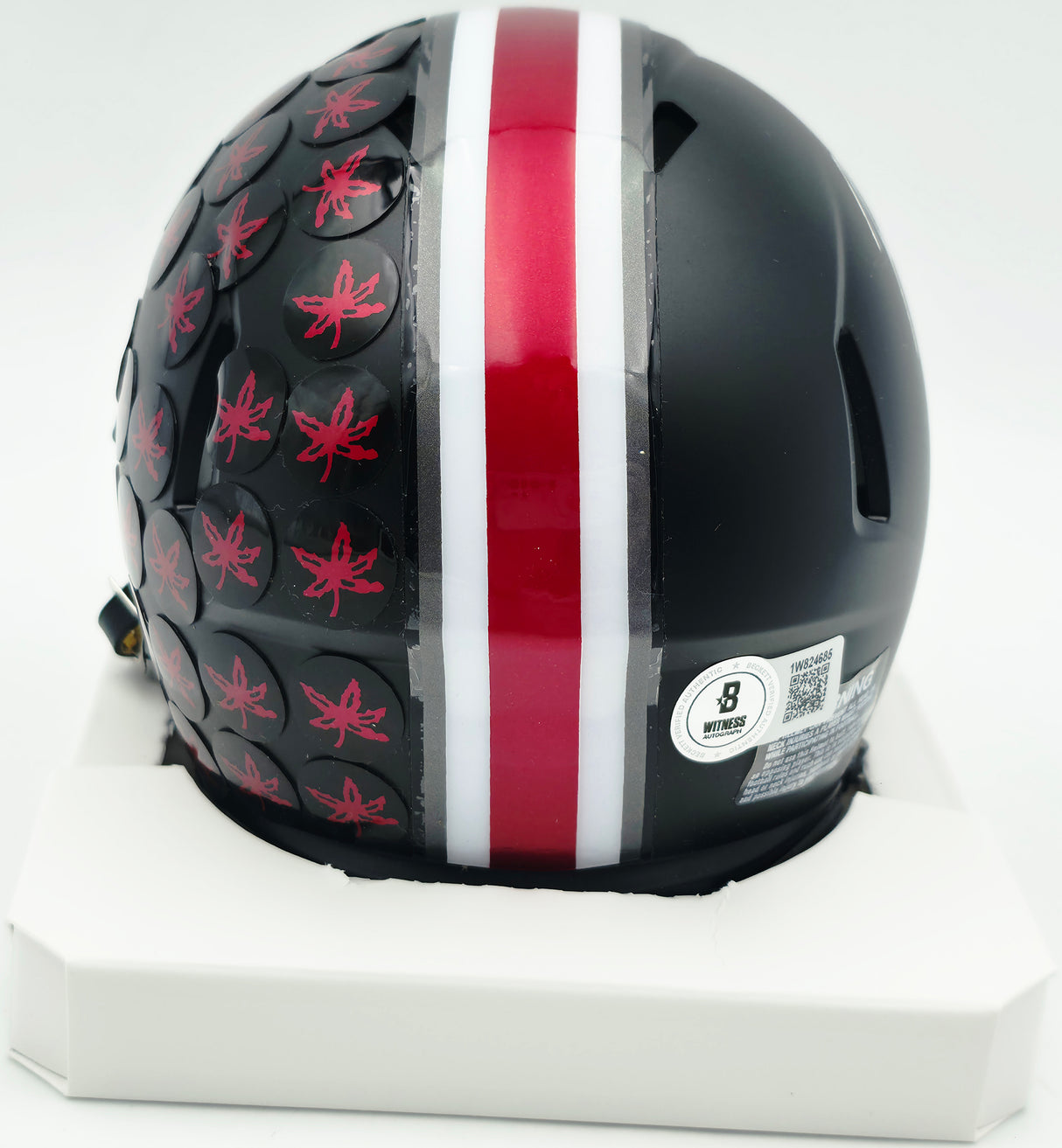 TreVeyon Henderson Autographed Ohio State Buckeyes Black Alternate Speed Mini Helmet (Smudged) Beckett BAS Witness #1W824685