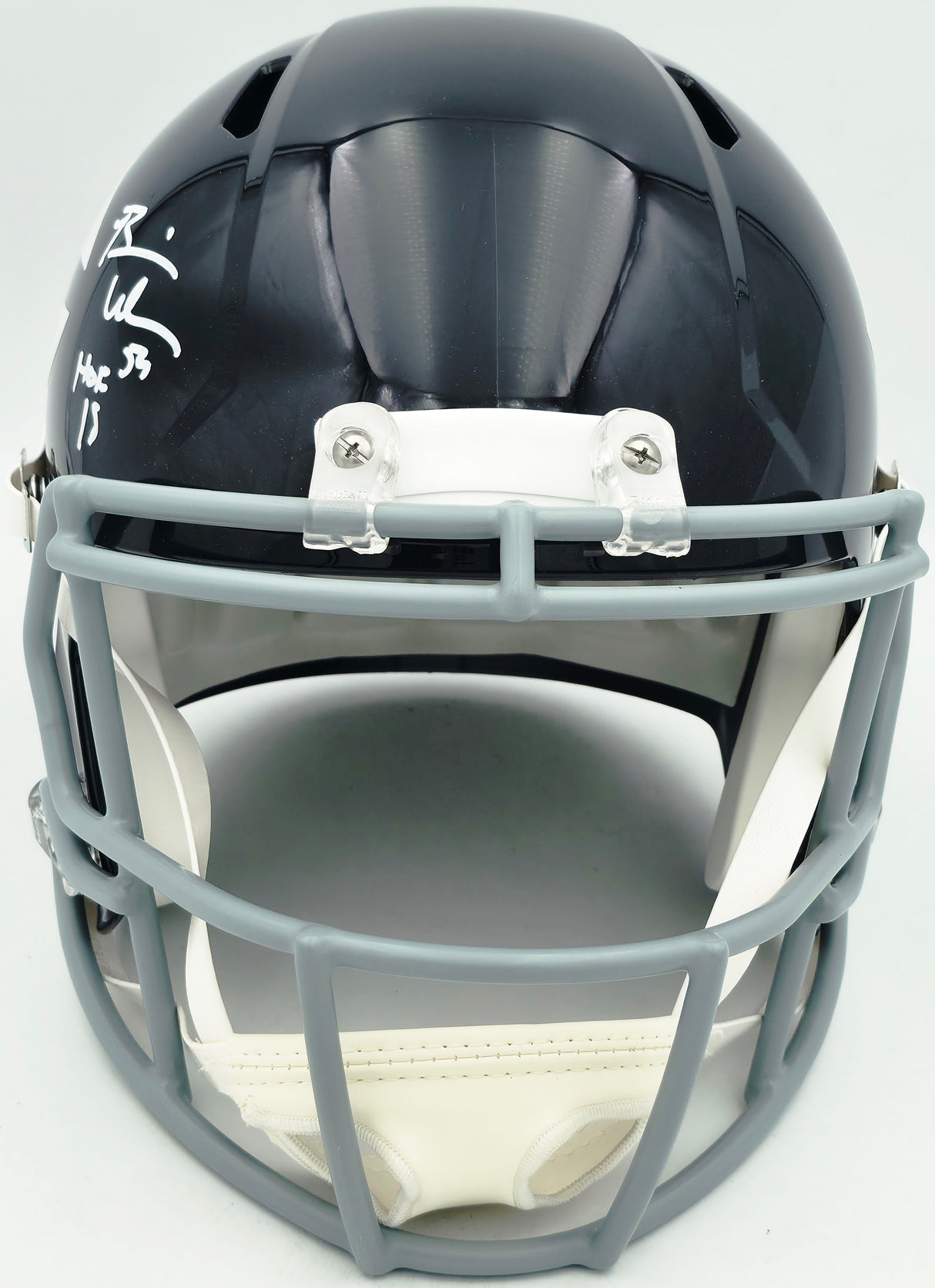 Brian Urlacher Autographed Chicago Bears Blue Full Size Speed Replica Helmet "HOF 18" Beckett BAS Witness #1W879054