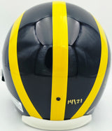 Desmond Howard Autographed Michigan Wolverines Blue & Yellow Replica Full Size Helmet "91 Heis, 1859 Tot Yds & 23 Tot TDs" #12/21 UDA Holo #SHO94794