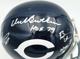 Dick Butkus, Mike Singletary and Brian Urlacher Autographed Chicago Bears Blue Full Size Replica Helmet "HOF" #4/500 Beckett BAS #G05450