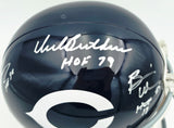 Dick Butkus, Mike Singletary and Brian Urlacher Autographed Chicago Bears Blue Full Size Replica Helmet "HOF" #2/500 Beckett BAS #G05460