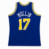Golden State Warriors Chris Mullin Autographed Blue Mitchell & Ness Authentic Jersey Size L Beckett BAS QR #WB06433