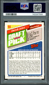 Derek Jeter Autographed 1993 Topps Rookie Card #98 New York Yankees Auto Grade Gem Mint 10 PSA/DNA #142287566