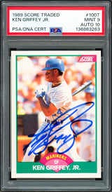 Ken Griffey Jr. Autographed 1989 Score Traded Rookie Card #100T Seattle Mariners PSA 9 Auto Grade Gem Mint 10 PSA/DNA #136863263