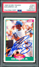 Ken Griffey Jr. Autographed 1989 Score Traded Rookie Card #100T Seattle Mariners PSA 9 Auto Grade Mint 9 PSA/DNA #136863260