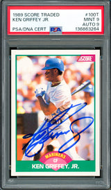 Ken Griffey Jr. Autographed 1989 Score Traded Rookie Card #100T Seattle Mariners PSA 9 Auto Grade Mint 9 PSA/DNA #136863264