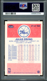 Julius Dr. J Erving Autographed 1986-87 Fleer Card #31 Philadelphia 76ers PSA 7 Auto Grade Gem Mint 10 PSA/DNA #136863330