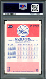 Julius Dr. J Erving Autographed 1986-87 Fleer Card #31 Philadelphia 76ers PSA 7 Auto Grade Gem Mint 10 PSA/DNA #136863326