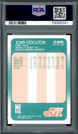 John Stockton Autographed 1988-89 Fleer Rookie Card #115 Utah Jazz PSA 7 Auto Grade Gem Mint 10 PSA/DNA #136863341