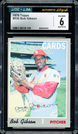 Bob Gibson Autographed 1970 Topps Card #530 St. Louis Cardinals CGC x JSA 6 Auto Grade Near Mint/Mint 8 CGC x JSA #6003470013