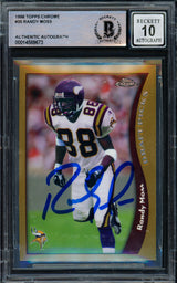 Randy Moss Autographed 1998 Topps Chrome Rookie Card #35 Minnesota Vikings Auto Grade Gem Mint 10 Beckett BAS #14589673