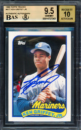 Ken Griffey Jr. Autographed 1989 Topps Traded Rookie Card #41T Seattle Mariners BGS 9.5 Auto Grade Gem Mint 10 Beckett BAS #14727343
