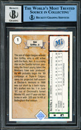 Ken Griffey Jr. Autographed 1989 Upper Deck Rookie Card #1 Seattle Mariners Auto Grade Near Mint/Mint 8 Vintage Rookie Era Signature JSA/Beckett #8082774