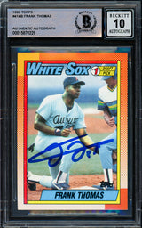Frank Thomas Autographed 1990 Topps Rookie Card #414B Chicago White Sox Auto Grade Gem Mint 10 Beckett BAS #15870229