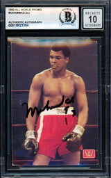 Muhammad Ali Autographed 1993 All World Promo Card Auto Grade Gem Mint 10 "93" Beckett BAS #19823364