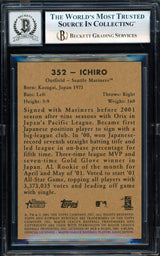 Ichiro Suzuki Autographed 2001 Bowman Heritage Rookie Card #352 Seattle Mariners Auto Grade Gem Mint 10 "01 ROY/MVP" Beckett BAS #19823423
