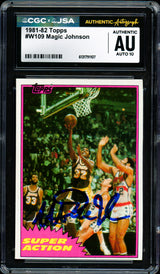 Magic Johnson Autographed 1981-82 Topps Card #109 Los Angeles Lakers Auto Grade Gem Mint 10 CGC x JSA #6131791107