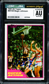 Magic Johnson Autographed 1981-82 Topps Card #109 Los Angeles Lakers Auto Grade Gem Mint 10 CGC x JSA #6131791028