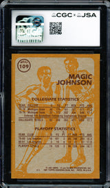 Magic Johnson Autographed 1981-82 Topps Card #109 Los Angeles Lakers Auto Grade Gem Mint 10 CGC x JSA #6131791028