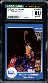 Magic Johnson Autographed 1985 Star Lite All-Stars Card #11 Los Angeles Lakers Auto Grade Gem Mint 10 CGC x JSA #6131791187