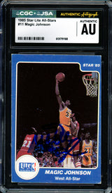 Magic Johnson Autographed 1985 Star Lite All-Stars Card #11 Los Angeles Lakers CGC x JSA #6131791188