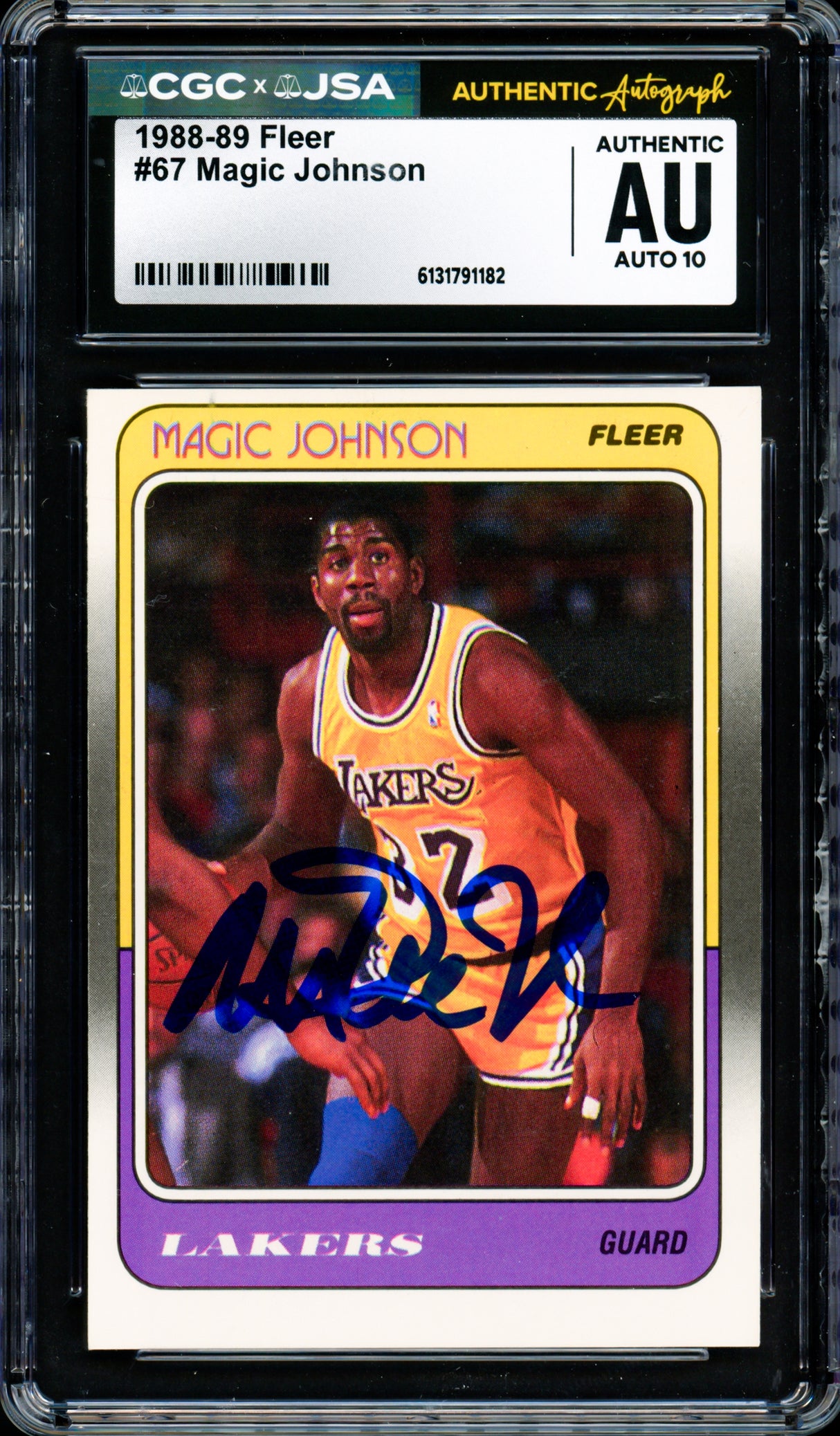 Magic Johnson Autographed 1988-89 Fleer Card #67 Los Angeles Lakers Auto Grade Gem Mint 10 CGC x JSA #6131791182