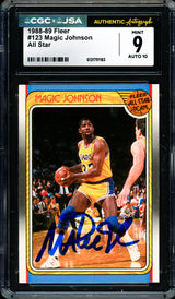 Magic Johnson Autographed 1988-89 Fleer Card #123 Los Angeles Lakers CGC x JSA 9 Auto Grade Gem Mint 10 CGC x JSA #6131791183