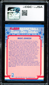 Magic Johnson Autographed 1988-89 Fleer Sticker Card #6 Los Angeles Lakers Auto Grade Gem Mint 10 CGC x JSA #6131791184