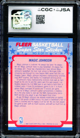 Magic Johnson Autographed 1988-89 Fleer Sticker Card #6 Los Angeles Lakers Auto Grade Gem Mint 10 CGC x JSA #6131791185