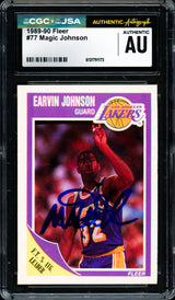 Magic Johnson Autographed 1989-90 Fleer Card #77 Los Angeles Lakers CGC x JSA #6131791173