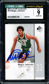 Magic Johnson Autographed 2011-12 Upper Deck SP Authentic Card #10 Los Angeles Lakers CGC x JSA 9 Auto Grade Gem Mint 10 CGC x JSA #6131791215