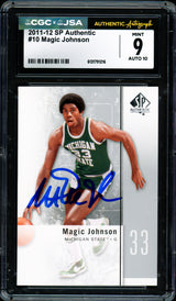 Magic Johnson Autographed 2011-12 Upper Deck SP Authentic Card #10 Los Angeles Lakers CGC x JSA 9 Auto Grade Gem Mint 10 CGC x JSA #6131791216