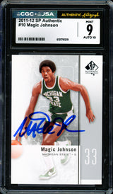 Magic Johnson Autographed 2011-12 Upper Deck SP Authentic Card #10 Los Angeles Lakers CGC x JSA 9 Auto Grade Gem Mint 10 CGC x JSA #6131791219