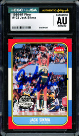 Jack Sikma Autographed 1986 Fleer Card #102 Seattle Supersonics Auto Grade Gem Mint 10 CGC x JSA #6131791234