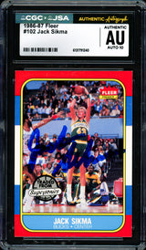 Jack Sikma Autographed 1986 Fleer Card #102 Seattle Supersonics Auto Grade Gem Mint 10 CGC x JSA #6131791240