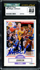 Magic Johnson Autographed 1990-91 Fleer Card #93 Los Angeles Lakers Auto Grade Gem Mint 10 CGC x JSA Stock #262954