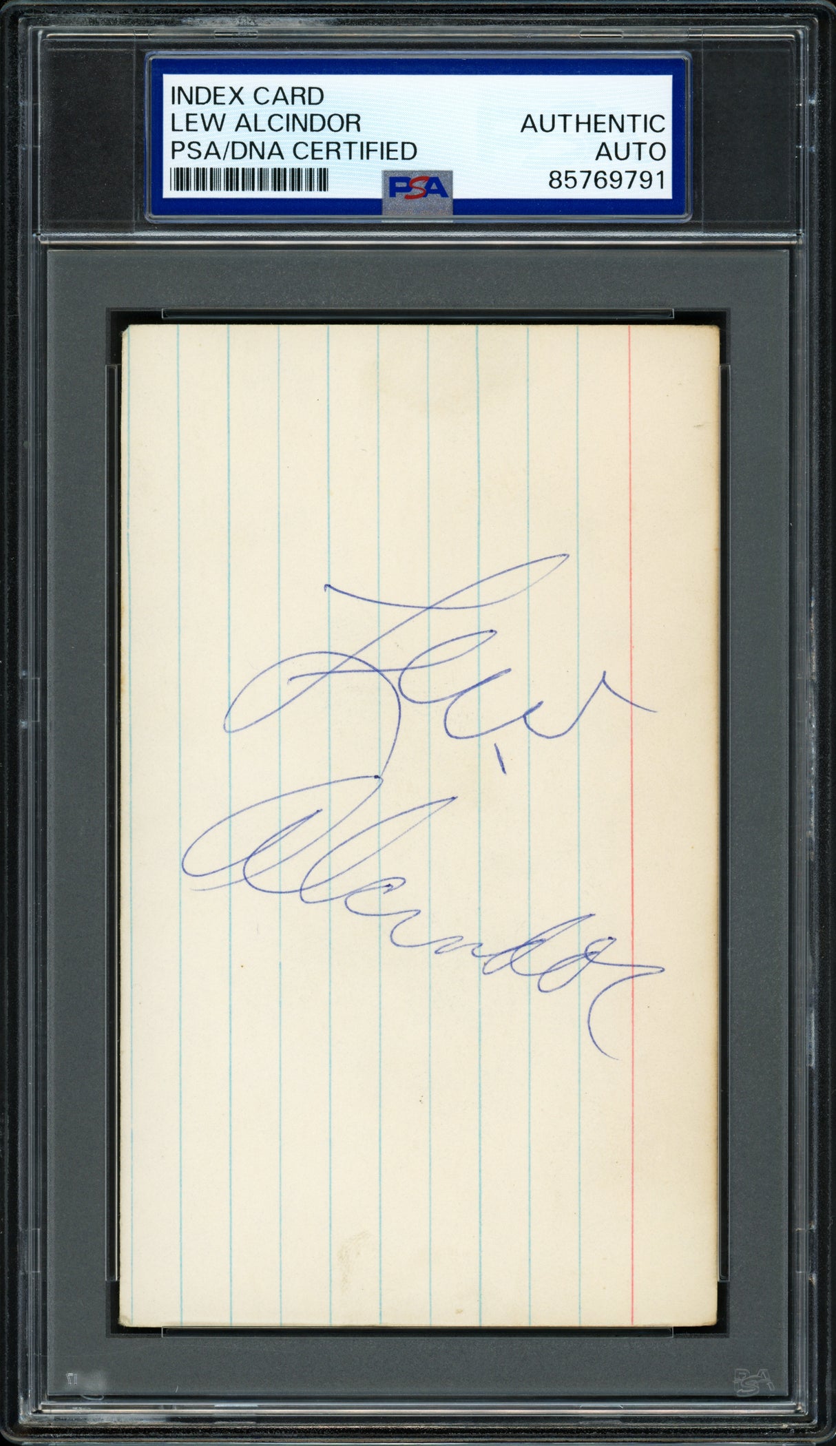 Lew Alcindor (Kareem Abdul-Jabbar) Autographed 3x5 Index Card UCLA & Lakers PSA/DNA #85769791