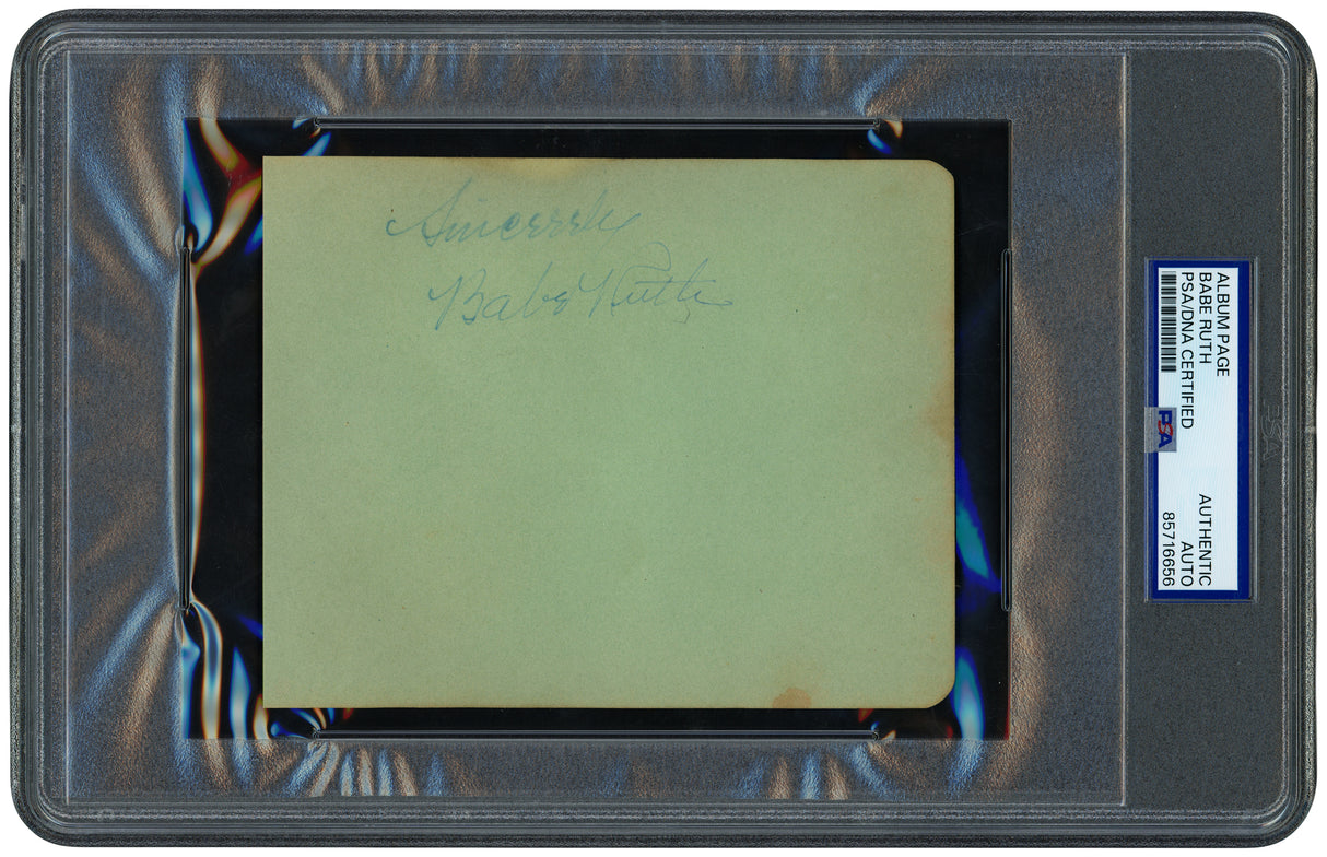 Babe Ruth Autographed 4.5x5.5 Album Page New York Yankees "Sincerely" PSA/DNA #85716656