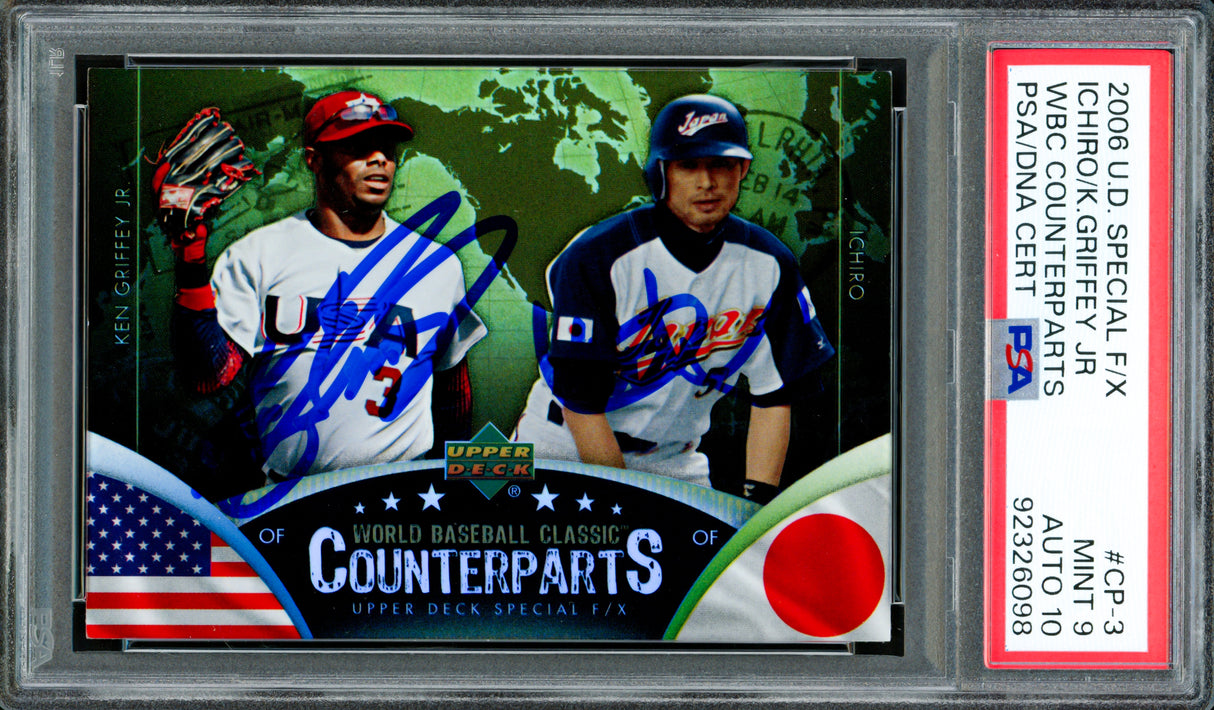 Ken Griffey Jr & Ichiro Suzuki Autographed 2006 UD Special F/X Card #CP3 PSA 9 Auto Grade Gem Mint 10 PSA/DNA #92326098