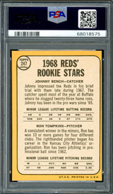 Johnny Bench Autographed 1968 Topps Rookie Card #247 Cincinnati Reds Auto Grade Gem Mint 10 PSA/DNA #68018575