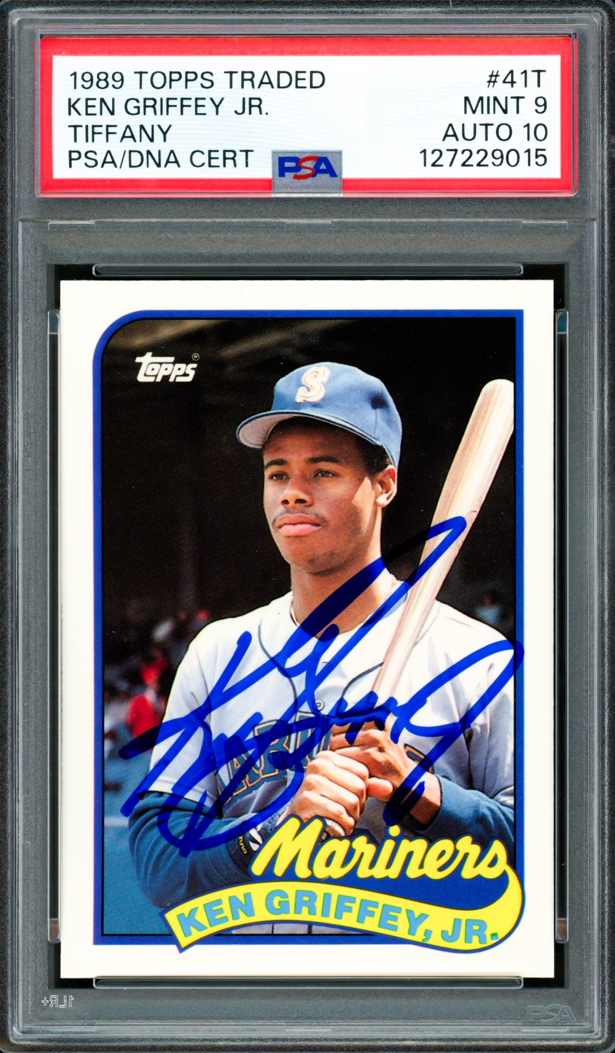 Ken Griffey Jr. Autographed 1989 Topps Traded Tiffany Rookie Card #41T Seattle Mariners PSA 9 Auto Grade Gem Mint 10 PSA/DNA #127229015