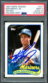 Ken Griffey Jr. Autographed 1989 Topps Traded Tiffany Rookie Card #41T Seattle Mariners PSA 9 Auto Grade Gem Mint 10 PSA/DNA #127229012