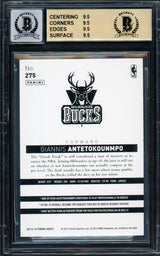 Giannis Antetokounmpo Autographed 2013 Panini Hoops Rookie Card #275 Milwaukee Bucks BGS 9.5 Auto Grade Near Mint/Mint 8 "Greek Freak" Beckett BAS #15465629