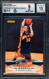 Stephen Curry Autographed 2009-10 Panini Rookie Card #357 Golden State Warriors BGS 9 Auto Grade Gem Mint 10 (Aftermarket Sticker) Beckett BAS #18113333
