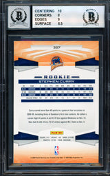 Stephen Curry Autographed 2009-10 Panini Rookie Card #357 Golden State Warriors BGS 8.5 Auto Grade Mint 9 (Aftermarket Sticker) Beckett BAS #18954953