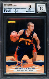 Stephen Curry Autographed 2009-10 Panini Rookie Card #307 Golden State Warriors BGS 9 Auto Grade Gem Mint 10 (Aftermarket Sticker) Beckett BAS #18113336