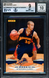 Stephen Curry Autographed 2009-10 Panini Rookie Card #307 Golden State Warriors BGS 9 Auto Grade Gem Mint 10 (Aftermarket Sticker) Beckett BAS #18113341